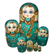 Wooden Russian Dolls Matryoshka Green 7pc
