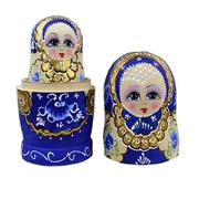 Wooden Russian Dolls Matryoshka Blue Tall 7pc