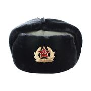Soviet Union Military Winter Hat Ushanka Earflaps BLACK