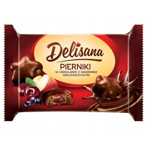Delisana Gingerbread Stars in Chocolate Fruit Filling 200g