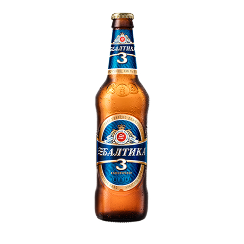 Baltika 3 Classic Pilsner Lager Beer Bottle 0.45L