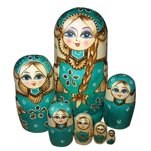 Wooden Russian Dolls Matryoshka Green 7pc