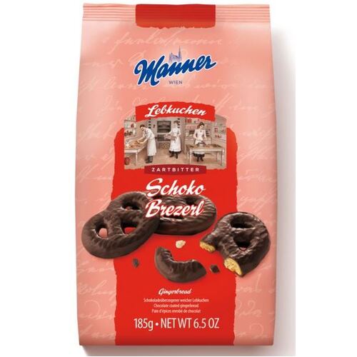 Manner Chocolate Coated Gingerbread Pretzels 185g