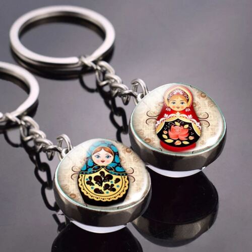 Matryoshka Key Ring Double Sided Ball / Set of 5