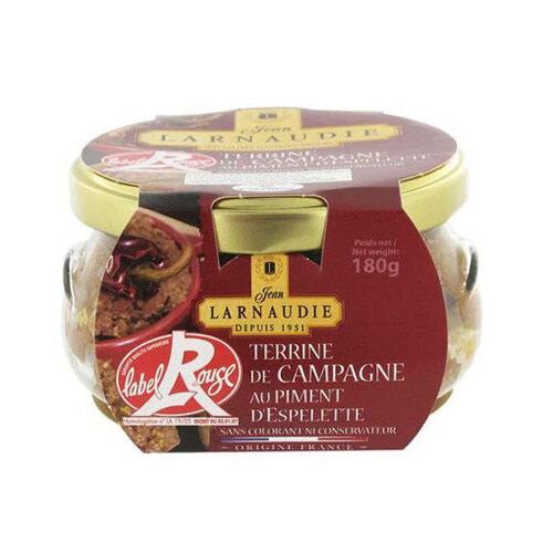 Jean Larnaudie Farmhouse Pate w/Espelette Pepper Jar 180g / Terrine De Campagne