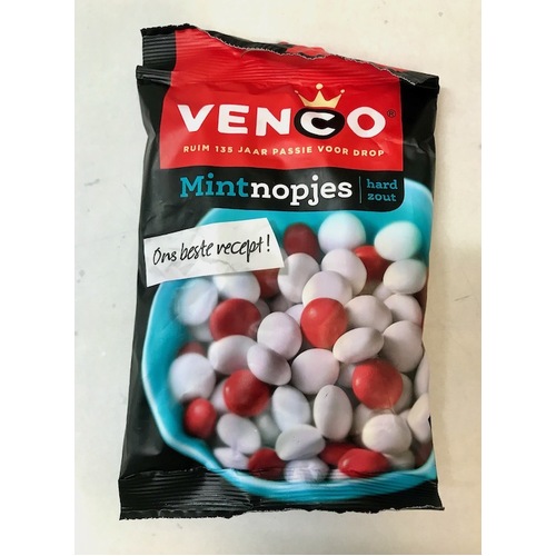 Venco Dutch Licorice Red & White Mint 173g / Mintnopjes