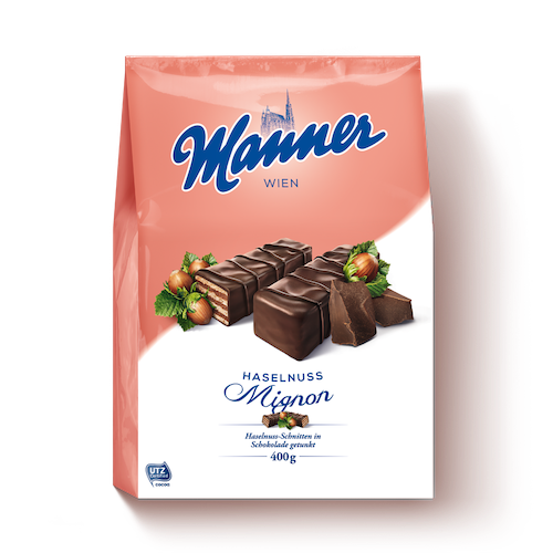 Manner Wafers Dark Chocolate & Hazelnut Mignon 400g