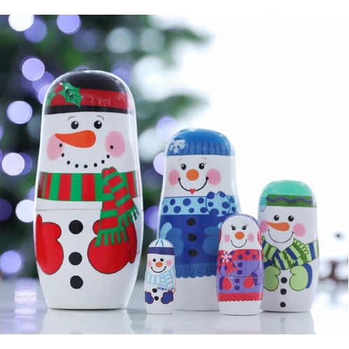 Matryoshka Nesting Dolls Snowman Family 5pc / Christmas Present