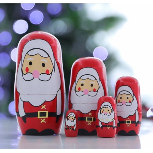 Matryoshka Nesting Dolls Santa 5pc / Christmas Present
