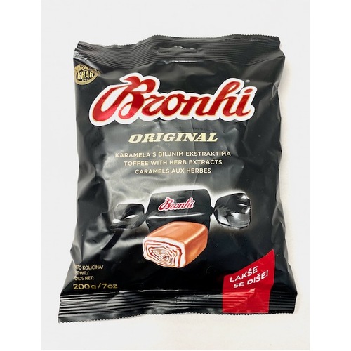 Kras Bronhi Toffee w/Herb Extracts Original 200g / Breath Relief