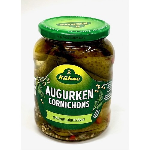Kuhne Pickled Cornichons Sweet & Sour 670g / Augurken Cornichons 