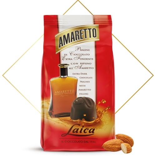 Laica Chocolate Pralines Extra Dark w/Amaretto 90g