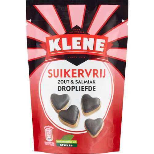 Klene Liquorice Hearts Salt & Salmiak SUGAR FREE 90g / Sulkervrij Zout & Salmiak