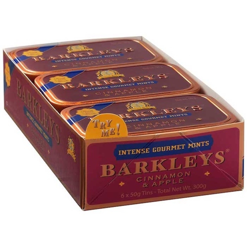 Tuttle & Co Barkleys Mints Intense Gourmet Cinnamon & Apple 50g / Pack of 6