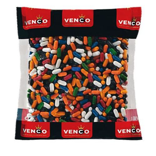 Venco Dutch Licorice Coloured Torpedos Bag 1kg / Kleuren Drop