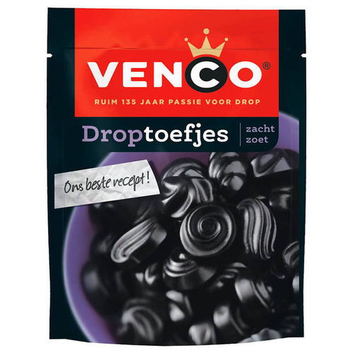 Venco Dutch Licorice Soft Sweet 225g / Droptoefjes Zacht Zoet