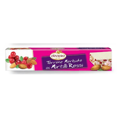 Oliviero Torrone Soft Cranberry 150g / Torrone Morbido ai Mirtilli Rossi