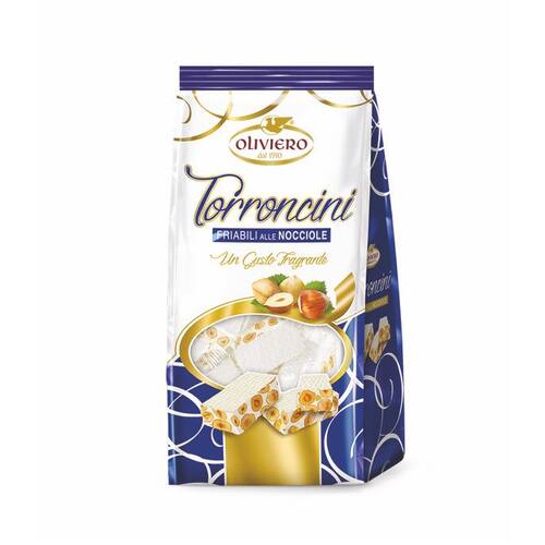 Oliviero Mini Nougat Bars Hard Hazelnut Bag 200g / Torroncini Friabili Alle Nocciole