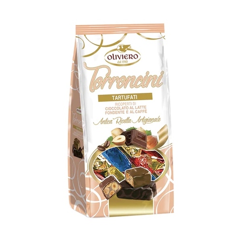 Oliviero Mini Nougat Bars Soft Hazelnut, Coffee & Chocolate Bag 150g / Torroncini Tartufati