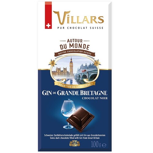 Villars Chocolate Bar Dark w/Great Britain Gin 100g