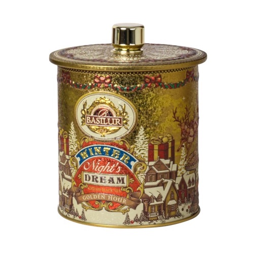 Basilur Tea Winter Night's Dream Golden Hour Tin  100g / Loose Black Mixed Tea