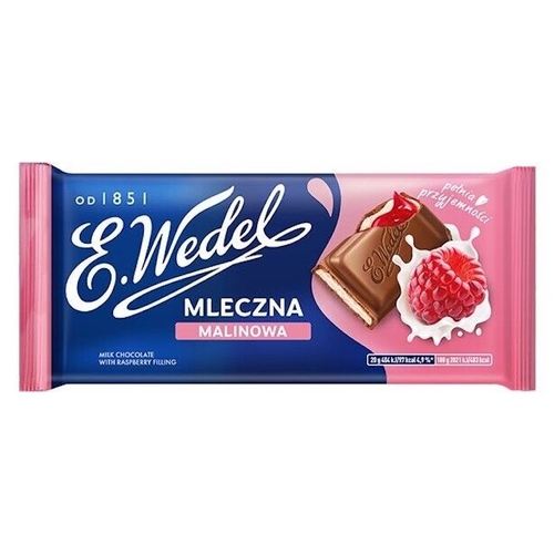 Wedel Chocolate Bar Milk w/Raspberry 100g / Mleczna Malinowa