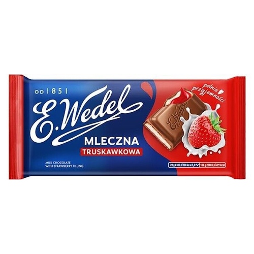 Wedel Chocolate Bar Milk w/Strawberry 100g / Mleczna Truskawkowa