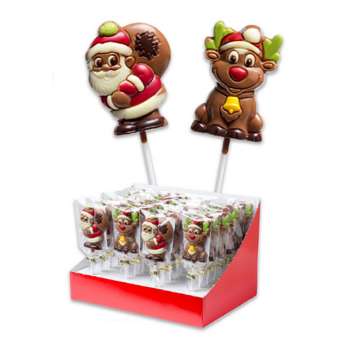 MartiChoc Chocolate Lollipop Santa or Raindeer Figurine 30g
