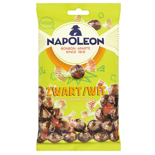 Napoleon Balls Black & White Salmiak Bag 225g / Zwart Wit Kogels