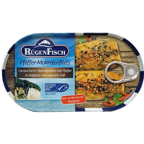 Rugen Mackerel Fillets Smoked w/Pepper 200g