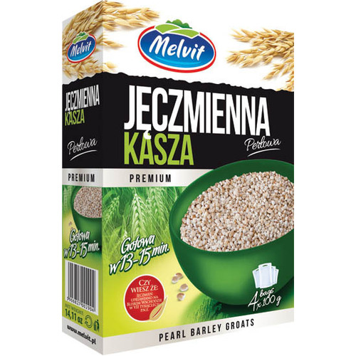 Melvit Boil-in-Bag Premium Groats Pearl Barley 400g / Jeczmenna Kasza Perlowa